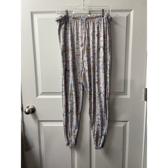 Care Bears Pajama Pants Womens Size Large Light Gray Pull On Tie Jogger Style - Picture 6 of 6